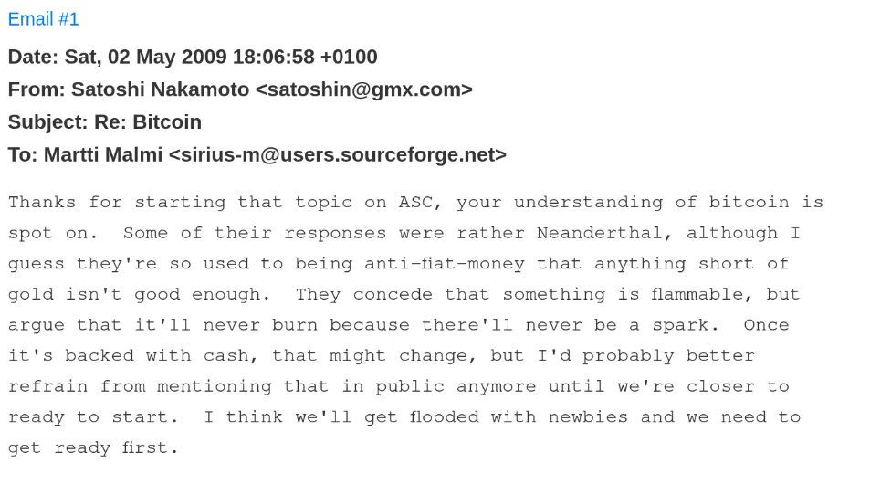 emails de Satoshi a Sirius